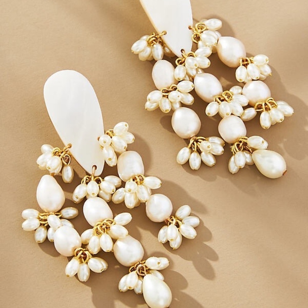 NWT Anthropologie XL Pivotal Pearl Drop Earrings